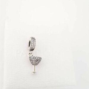 Pandora Sparkling Cocktail Cup Night Out Dangle Charm CZ Silver #219
